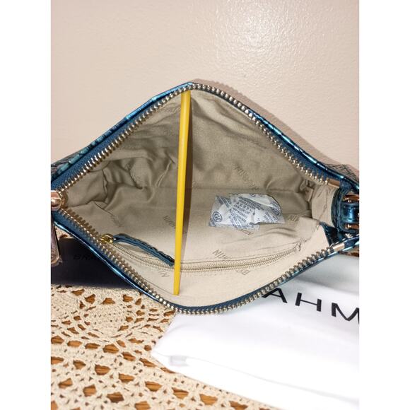 NWT Brahmin DAISY Leather Wristlet Clutch BLUE PATINA - Picture 6 of 8